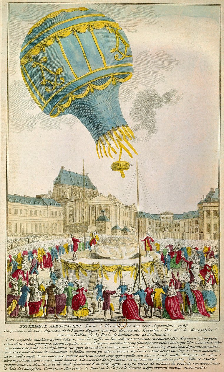 Opplevelse av brødrene Montgolfier den 19/09/1783 i Versailles Paris. B N av Unknown artist