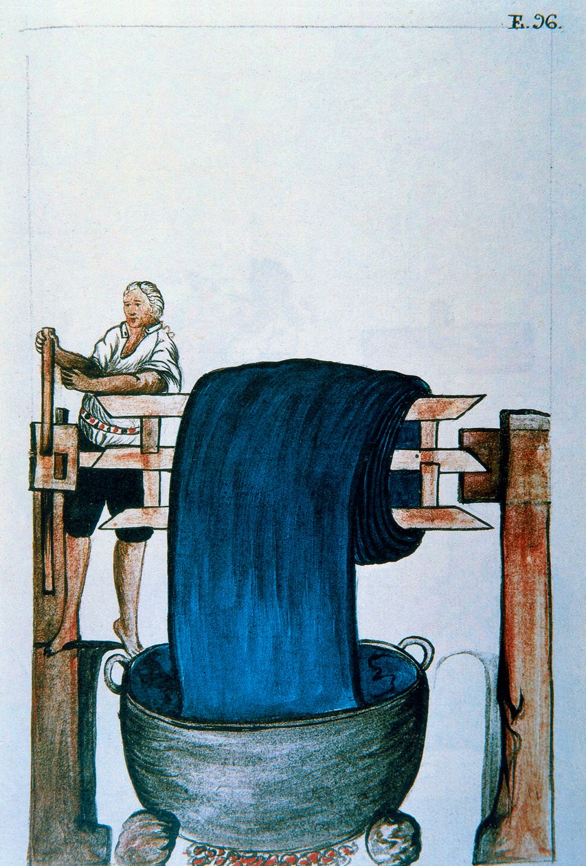 Tekstilfarge, fra boken "Trujillo of Peru" eller "Codex Martinez Companion", av Balthazar Martinez Companion og Bujanda, biskop av Trujillo (1782-1785) av Unknown artist