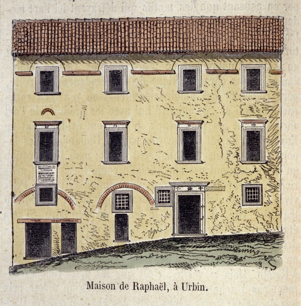 Fasade på huset der maleren Raffaello Santi (Raphael) (1483 - 1520) bodde i Urbin, Italia av Unknown artist