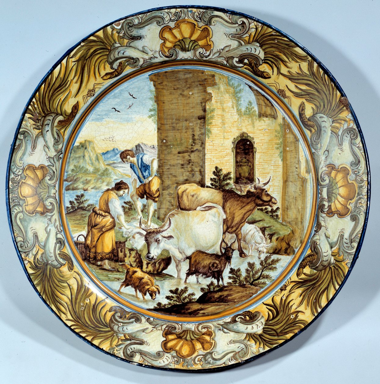Fajansefat som representerer en pastoral scene. Paris fra 1700-tallet. Musée du Louvre av Unknown artist
