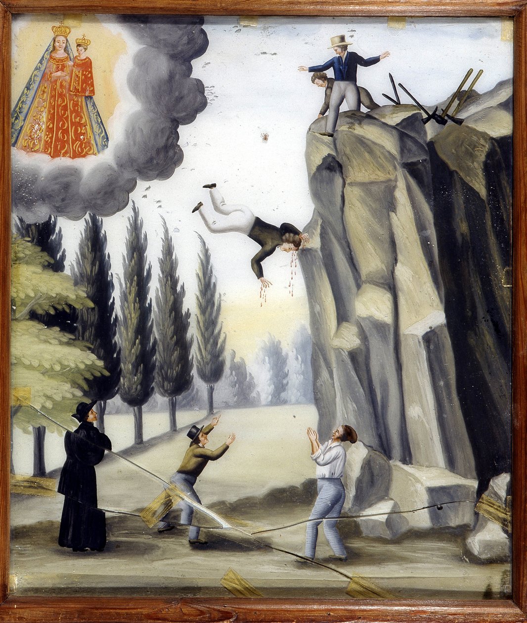 Fall of a rock - ex-voto av Notre Dame de Laghet av Unknown artist