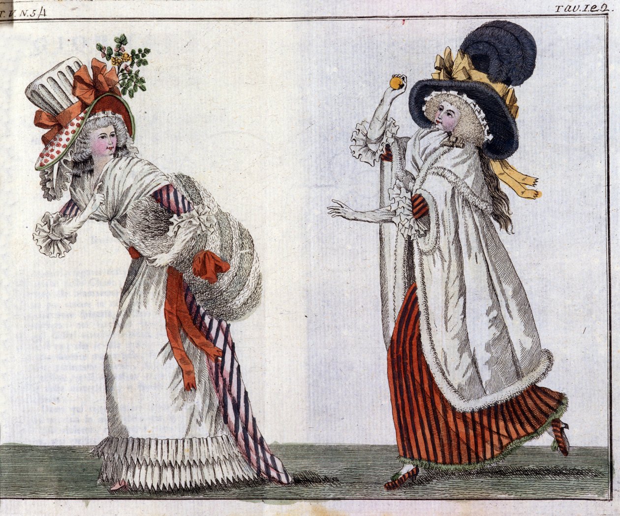 Mote: unge elegante kvinner. 1788 av Unknown artist