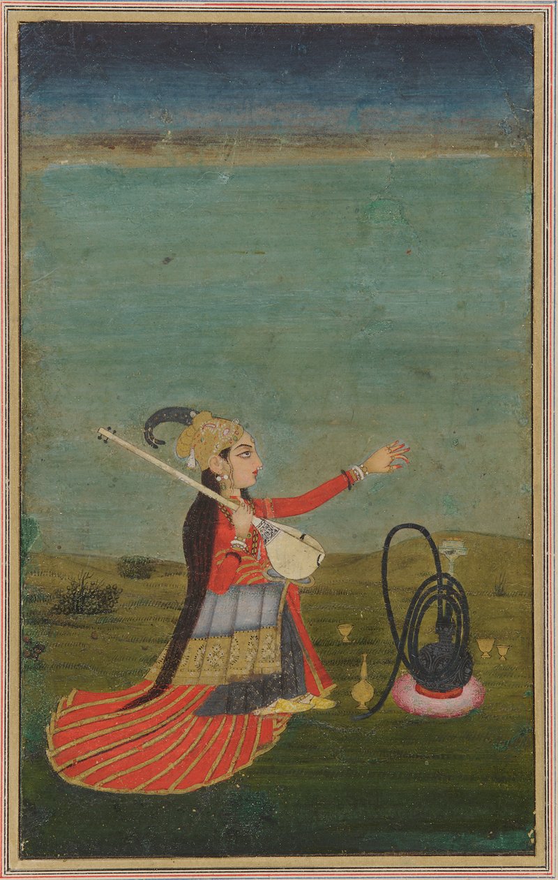 Kvinnelig utøver med tanpura av Unknown artist