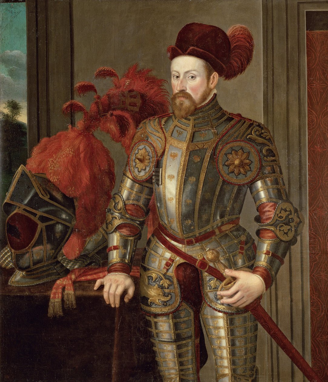 Ferdinand II av Tyrol (av Habsburg), erkehertug av Østerrike - Portrett av Ferdinand II (1529-1595), erkehertug av Østerrike, Anonym . Olje på lerret, ca 1557. Kunsthistorisk museum, Wien av Unknown artist