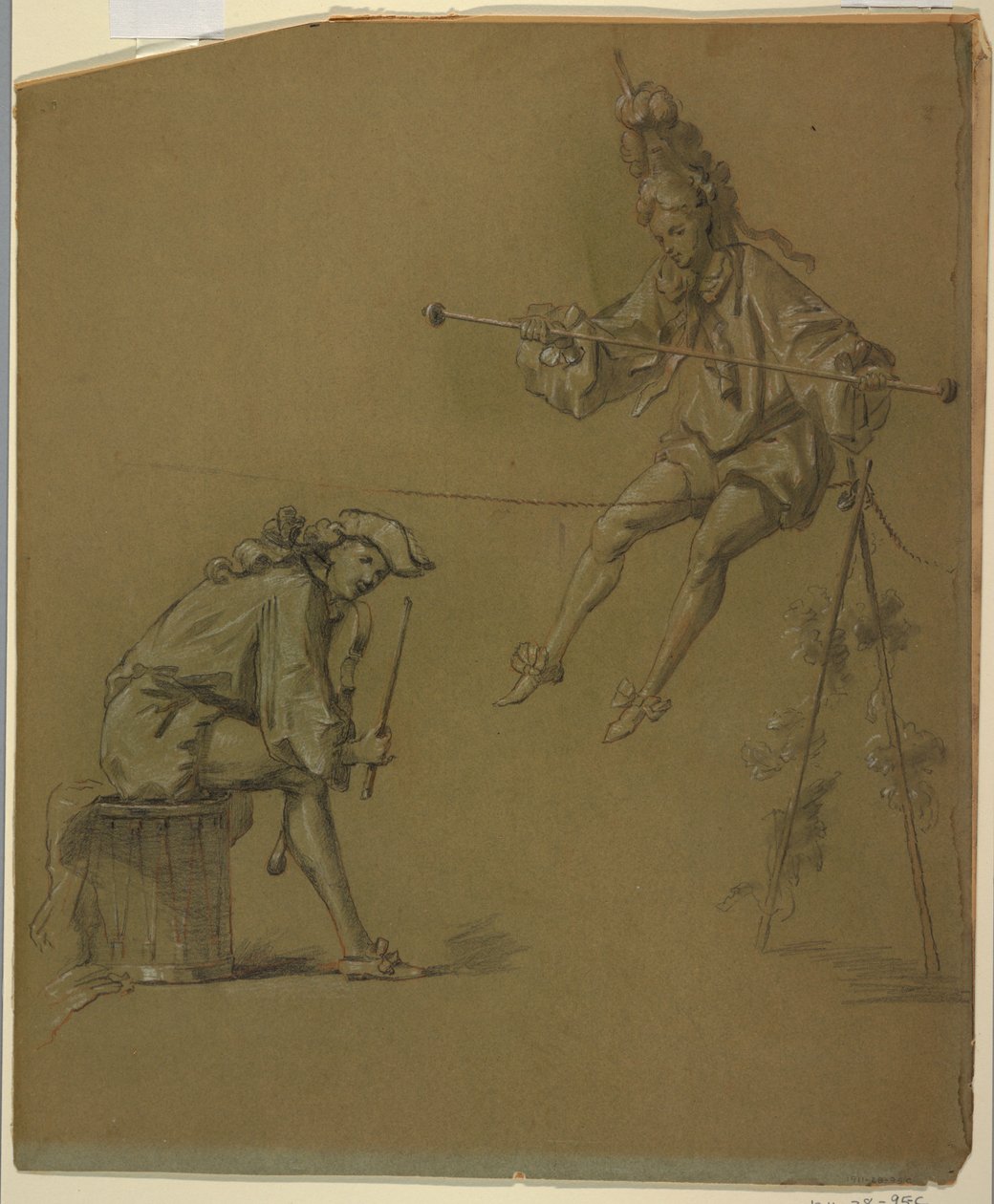 Figurstudier for design av et clavichord-deksel av Unknown artist