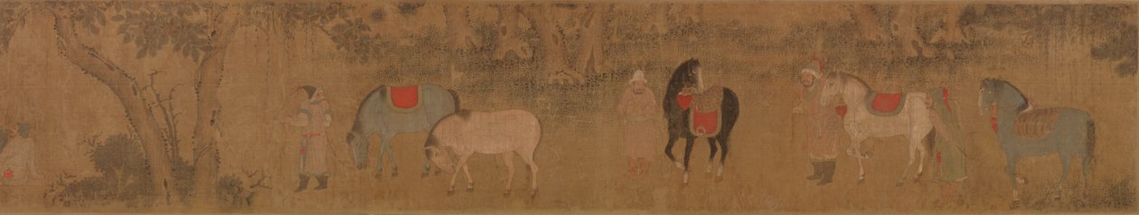 Figurer og hester i landskap av Unknown artist