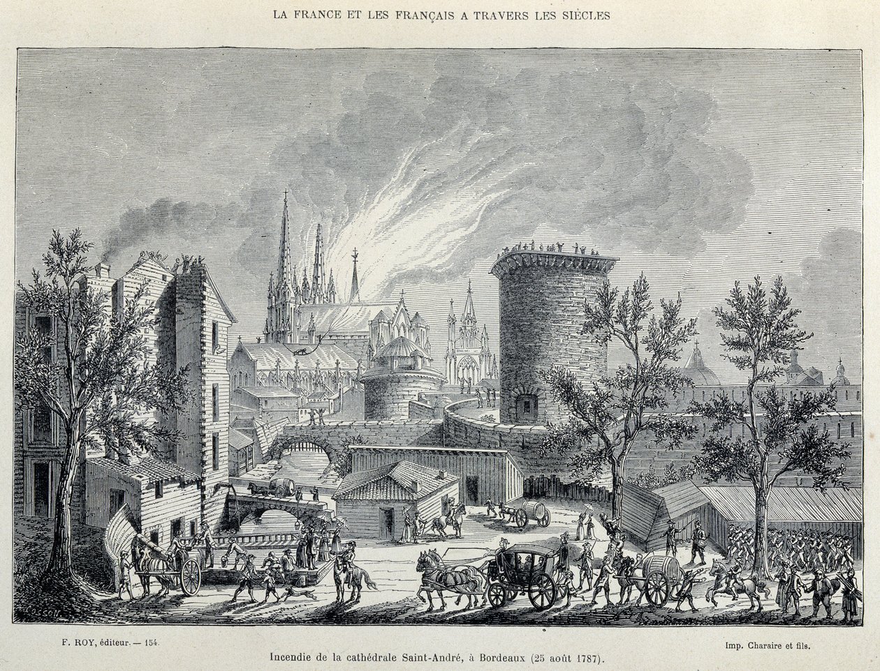 Brann i Cathedrale St André, Bordeaux, 25. august av Unknown artist