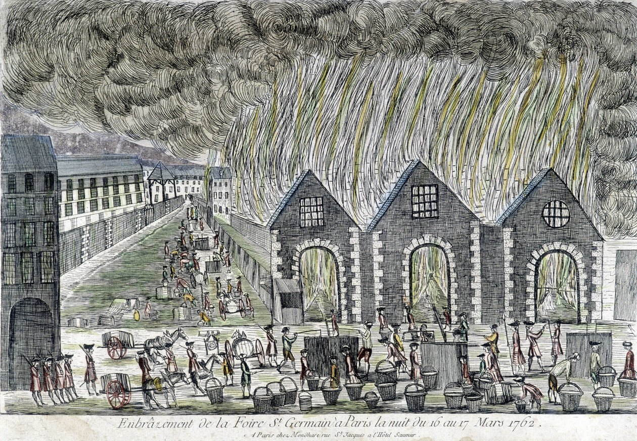 Brann på Saint Germain-messen i Paris i 1762. av Unknown artist