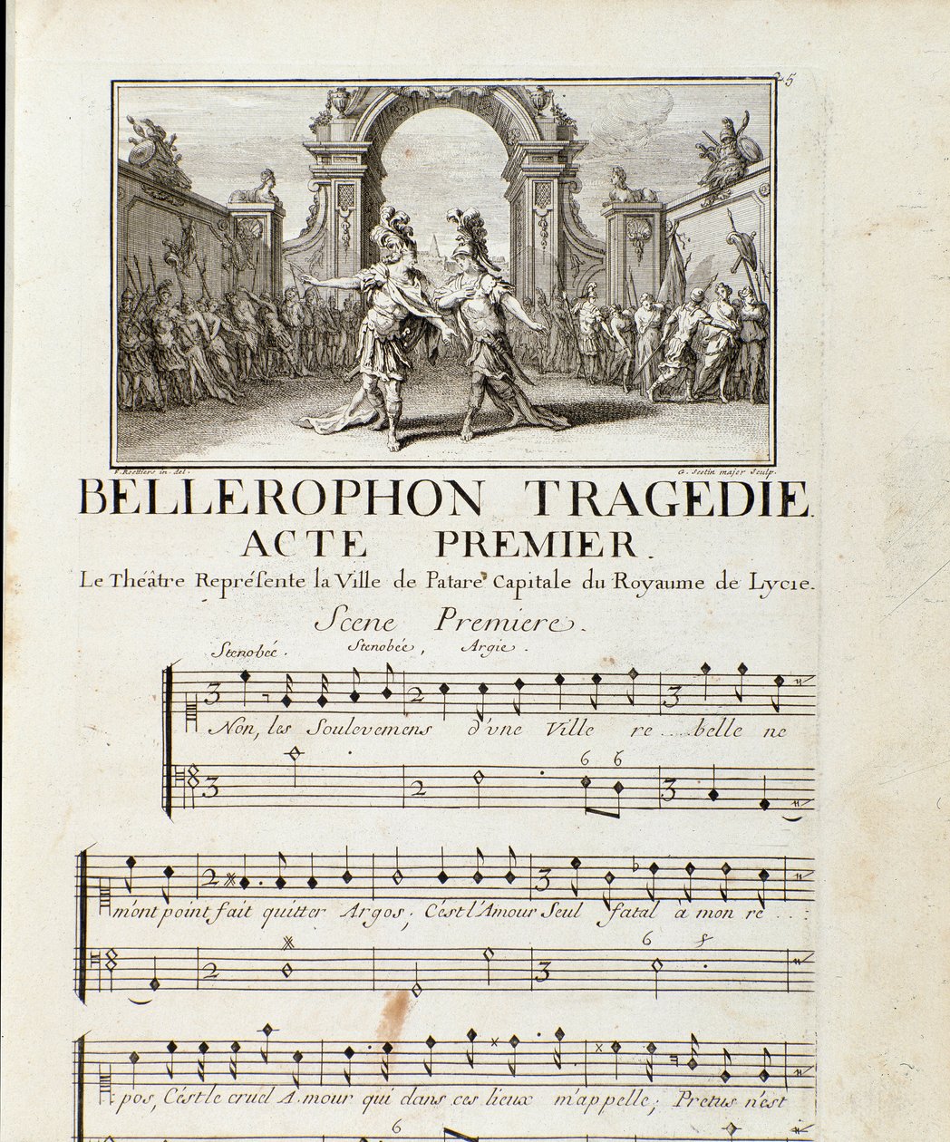 Første akt av "" Bellerophon "" Lyrisk tragedie i fem akter med en prolog av Jean Baptiste Lully (1632-1687). 1714. av Unknown artist