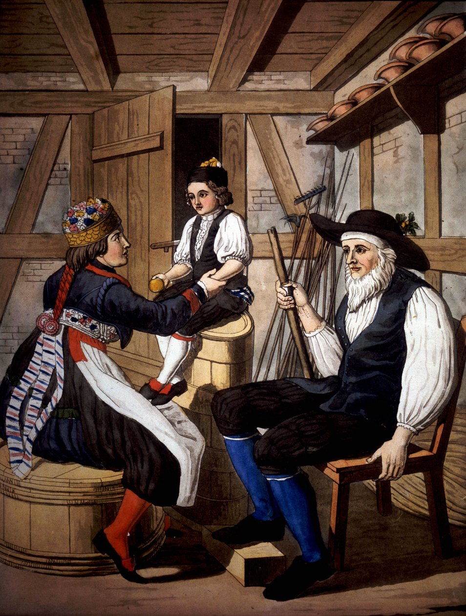 Første nattverd av sveitsiske kalvinister. 1800-tallet. av Unknown artist
