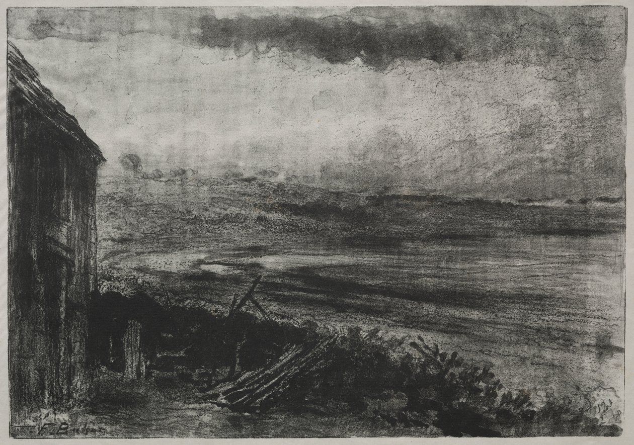 Fiskerhytte med stråtak av Unknown artist