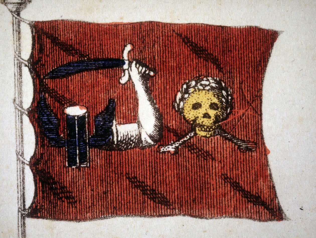 Flagget til de barbariske piratene, gravering sent på 1700-tallet. av Unknown artist