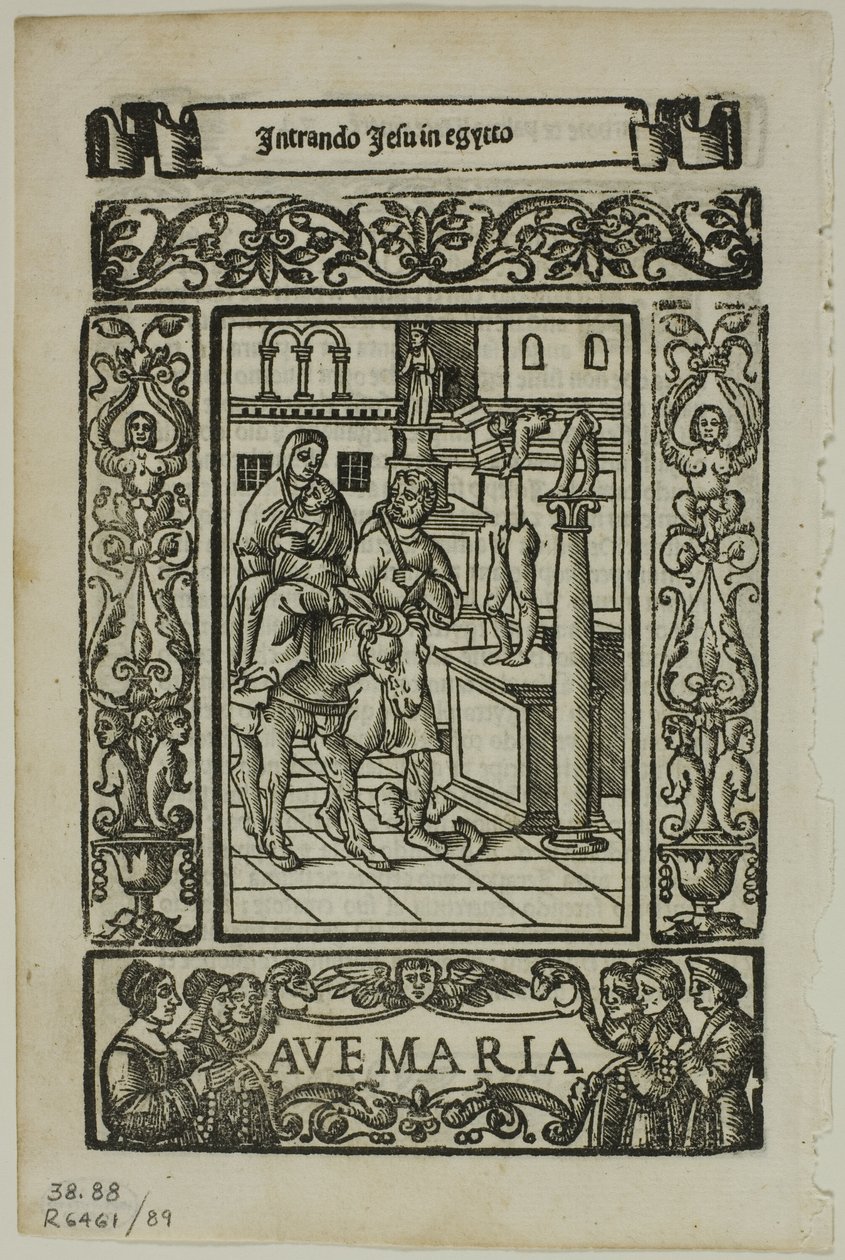 Fly til Egypt fra Rosario della V. Maria av Castellanus, plate 89 fra Tresnitt fra Books of the XVI Century av Unknown artist