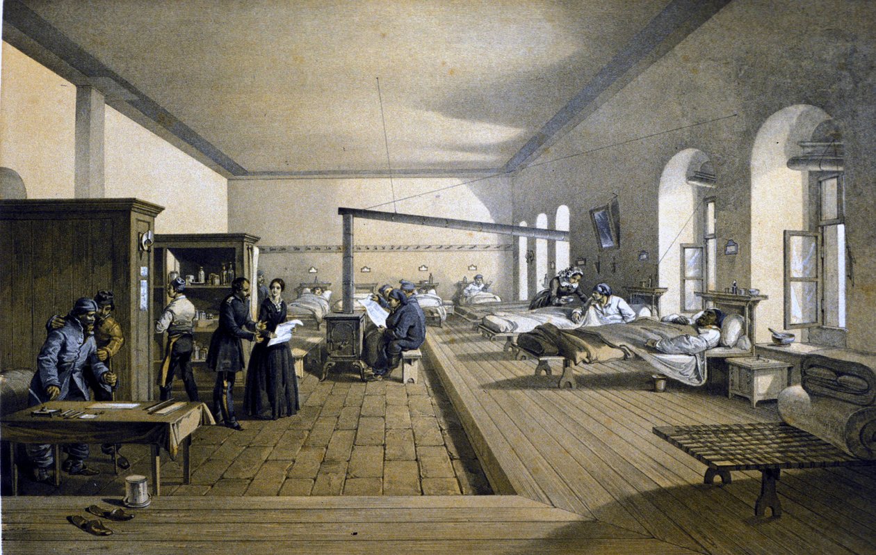 Florence Nightingale (1820 - 1910) ved Scutari sykehus i Tyrkia rundt 1855 av Unknown artist