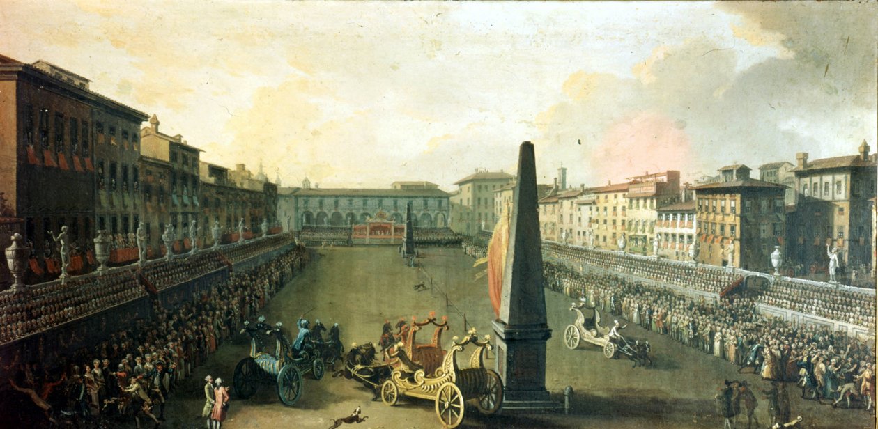 Firenze, show på Santa Croce Square. Olje på lerret av Unknown artist