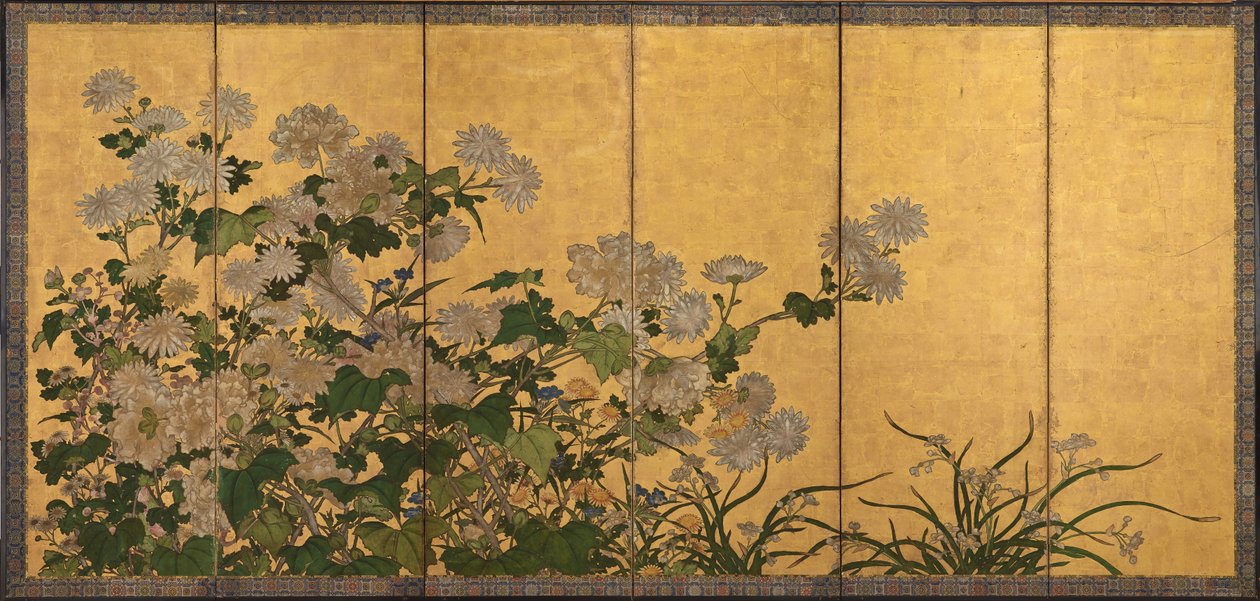 Blomster: krysantemum, peoner, etc av Unknown artist
