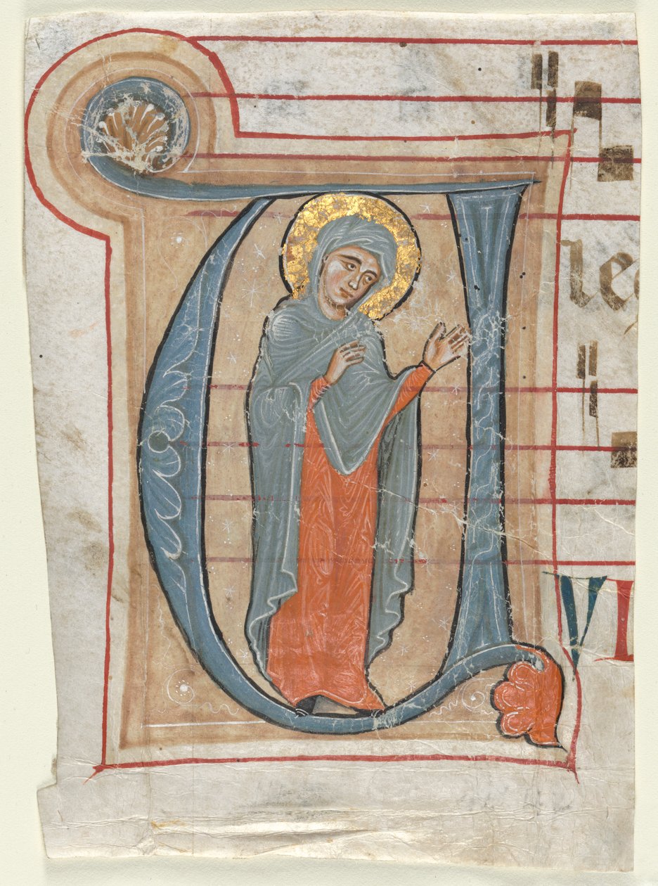 Fragment from a Gradual with Historiated Initial (V): The Virgin Mary av Unknown artist