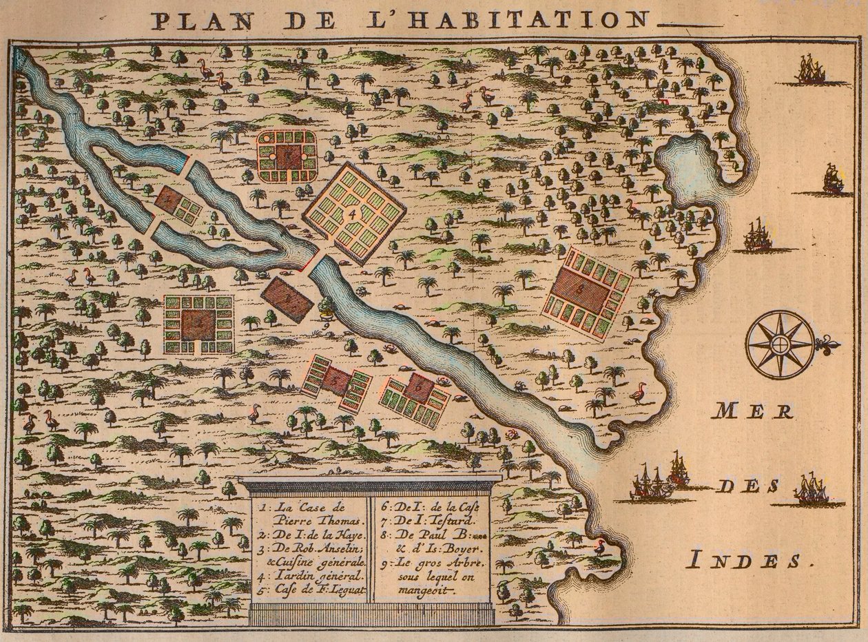 Francois Leguats kart over bosetningen hans på Rodrigues - Le plan de l