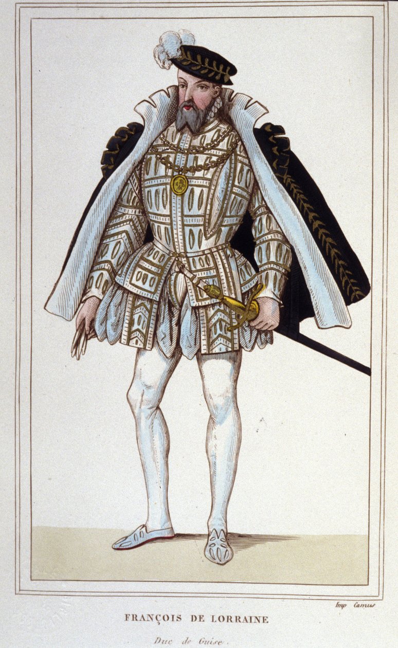 François de Lorraine (1519-1563). hertug av Aumale, deretter 2. hertug av Guise. Fransk generalløytnant. Gravering fra 1830. av Unknown artist