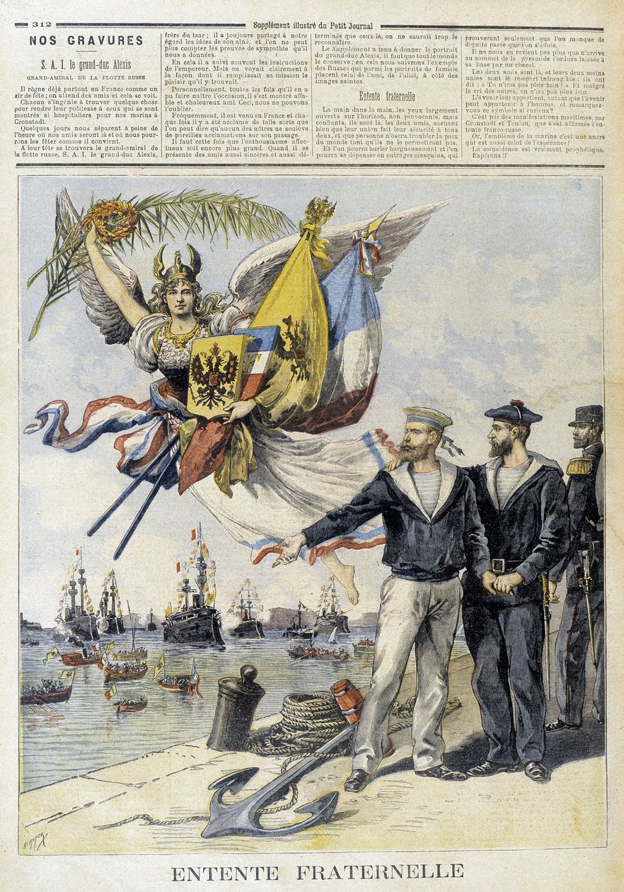 Fraternal Entente (allegorisk bilde av den fransk-russiske ententen) - i "" Le Petité Journal"" av Unknown artist