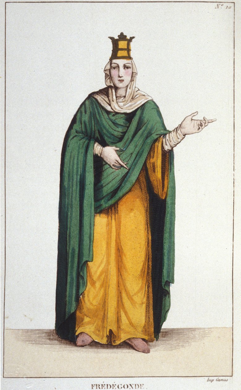 Frédegonde. Dronning av Neustria (545-597) gravering fra 1830 av Unknown artist