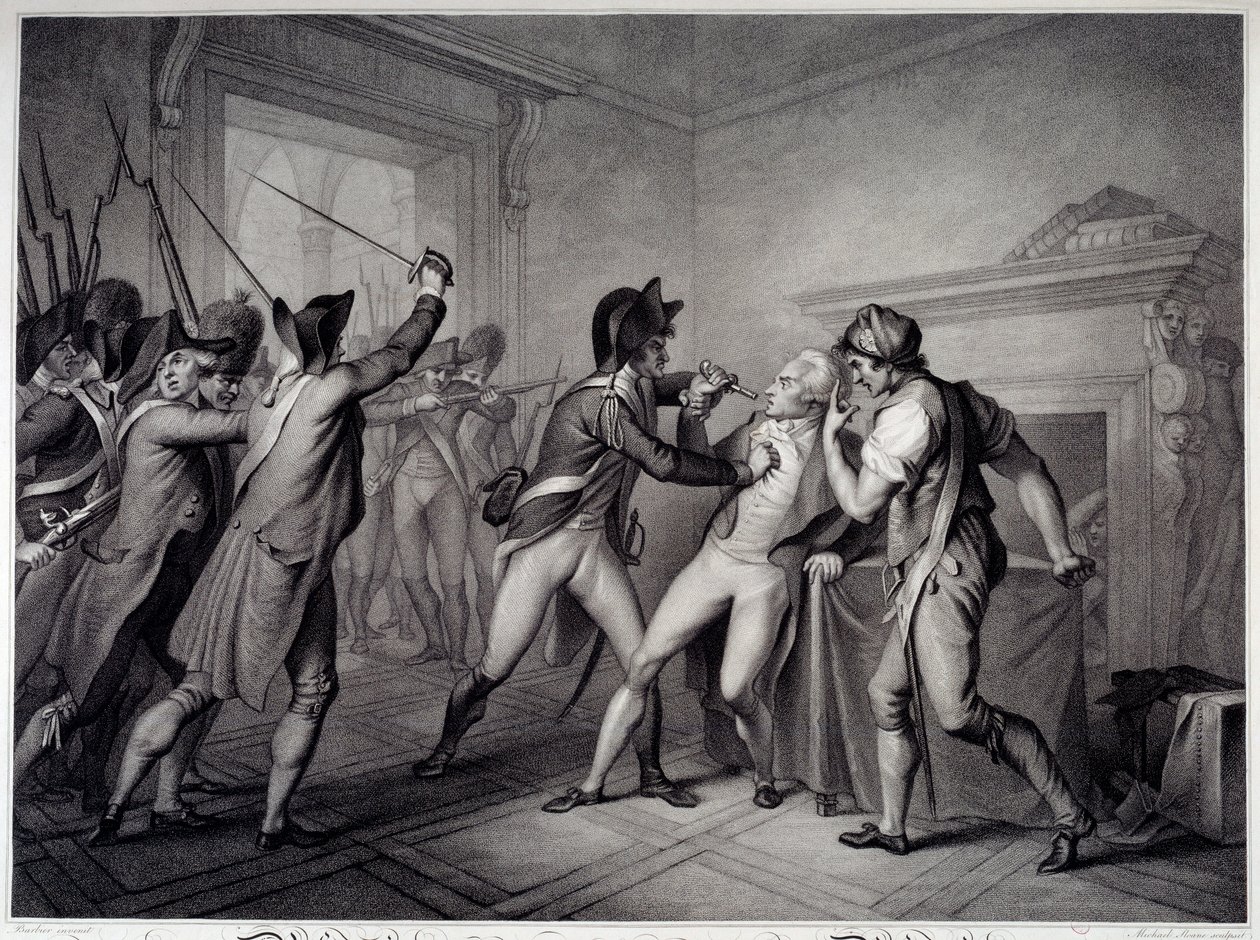 Fransk revolusjon: Arrestasjon av Robespierre 27. juli 1794 (9 Thermidor år II). Gravering fra 1700-tallet. Paris, Musee Carnavalet av Unknown artist