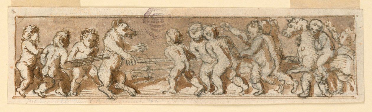 Frise med jaktbarn av Unknown artist