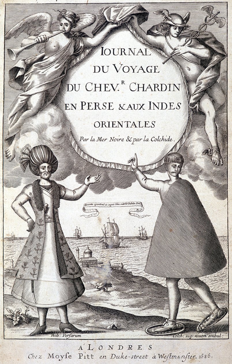 Frontispice av "" Dagbok om reisen til ridder Chardin, Persia og Øst-India, ved Svartehavet og kolkiden""" av Unknown artist