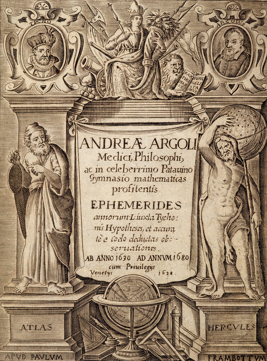 Frontispice av "Ephemerides" med Hercules og Atlas av Andreas Argoli av Unknown artist
