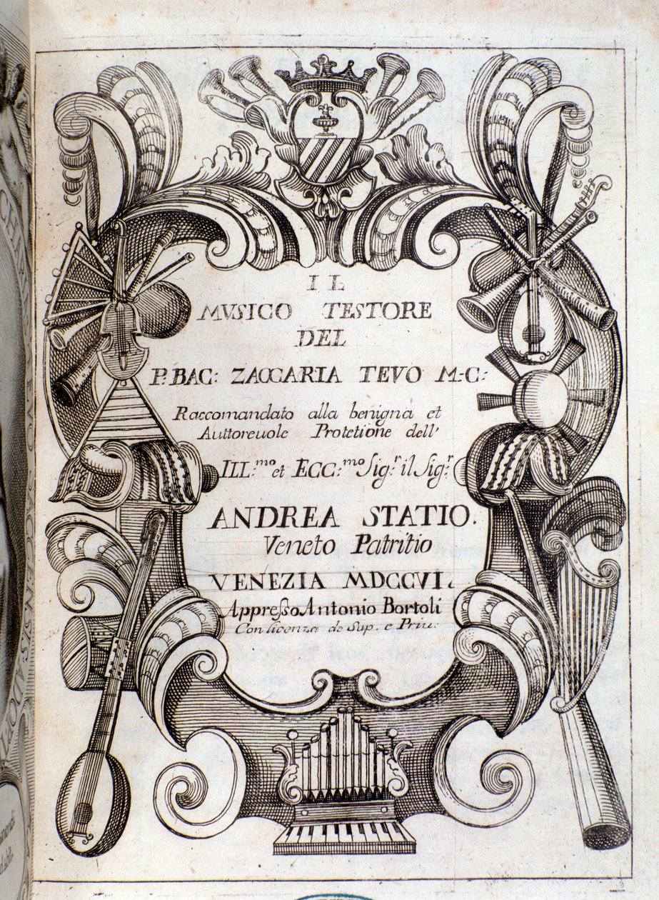 Frontispice of Il musico testore av Zaccaria Tevo av Unknown artist