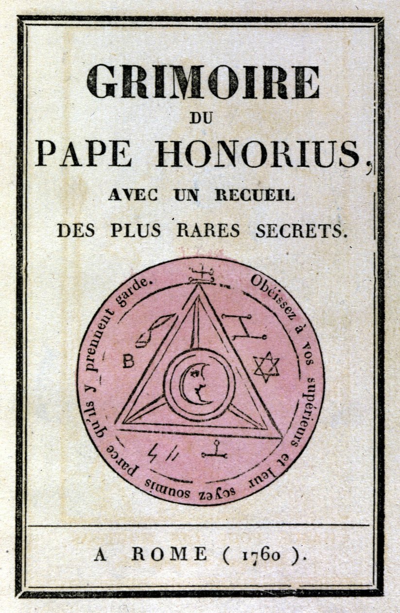 Frontispice til pave Honorius grimoire pleide å tilkalle demoner. av Unknown artist