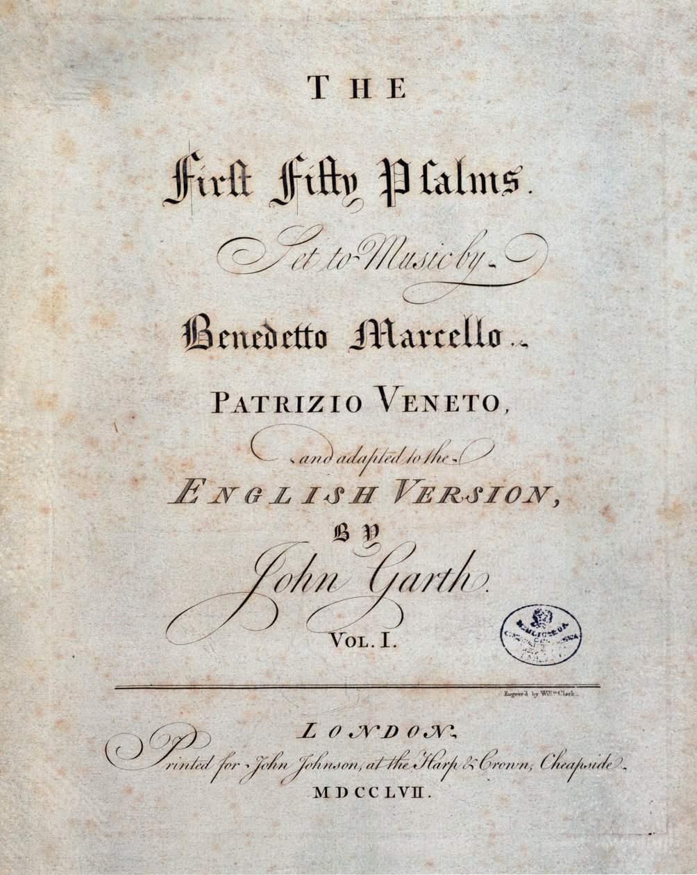 Frontispice av de femti første salmene, av Benedetto Marcello av Unknown artist