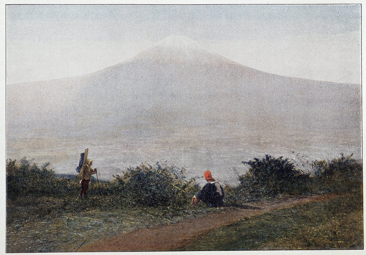 Fujiyama, vulkanen i Japan - fotografering, slutten av 1800-tallet av Unknown artist