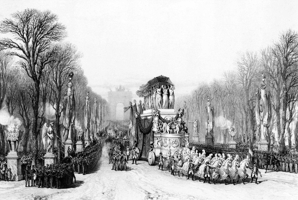Funeral of Emperor Napoleon Bonaparte. Return of the ashes of Emperor Napoleon I on the Champs-Elysees, Paris av Unknown artist