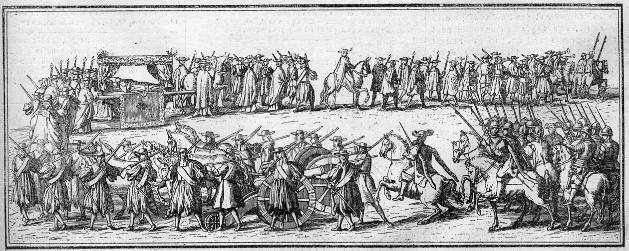 Begravelse av en pave på 1700-tallet: begravelseskonvoien. av Unknown artist