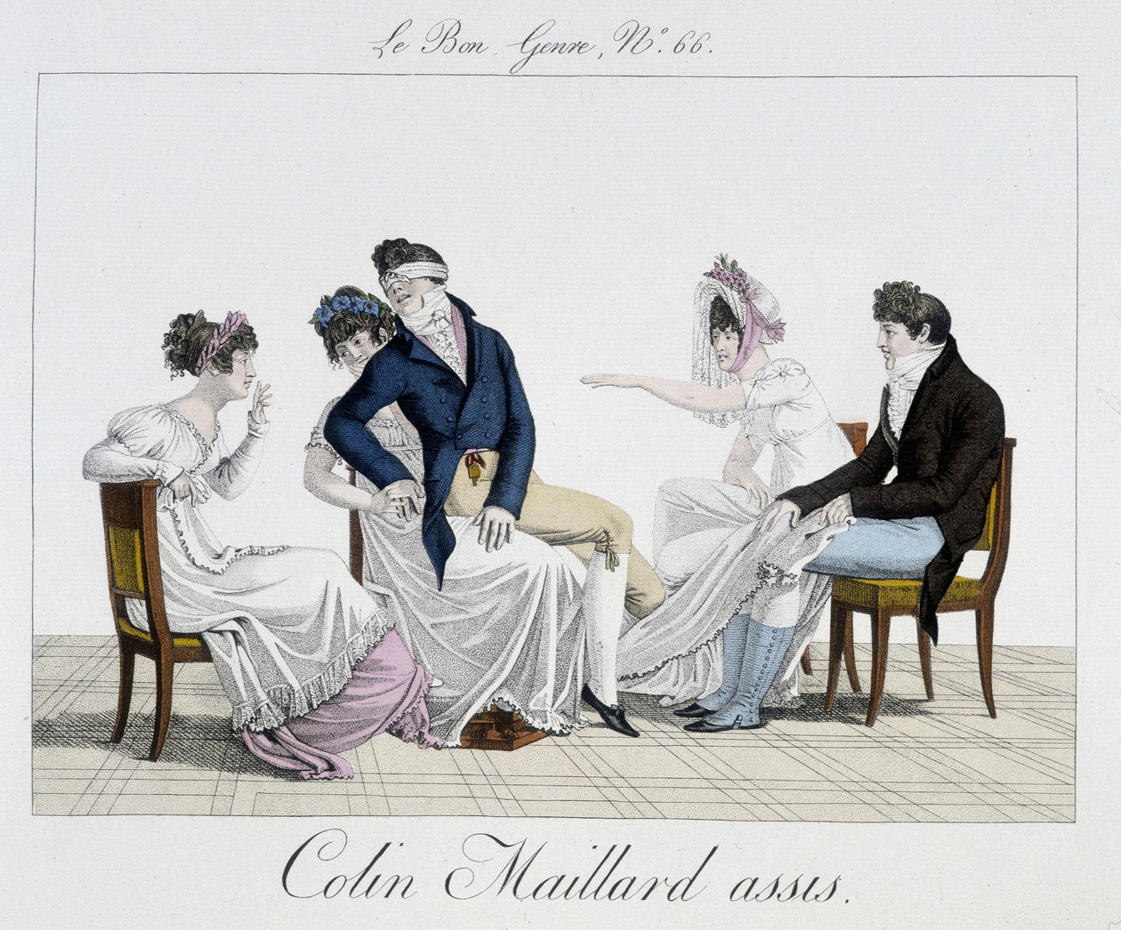 Spill: Le Colin Maillard sittende - i "" Le Bon-sjangeren"", nr. 65 av Unknown artist