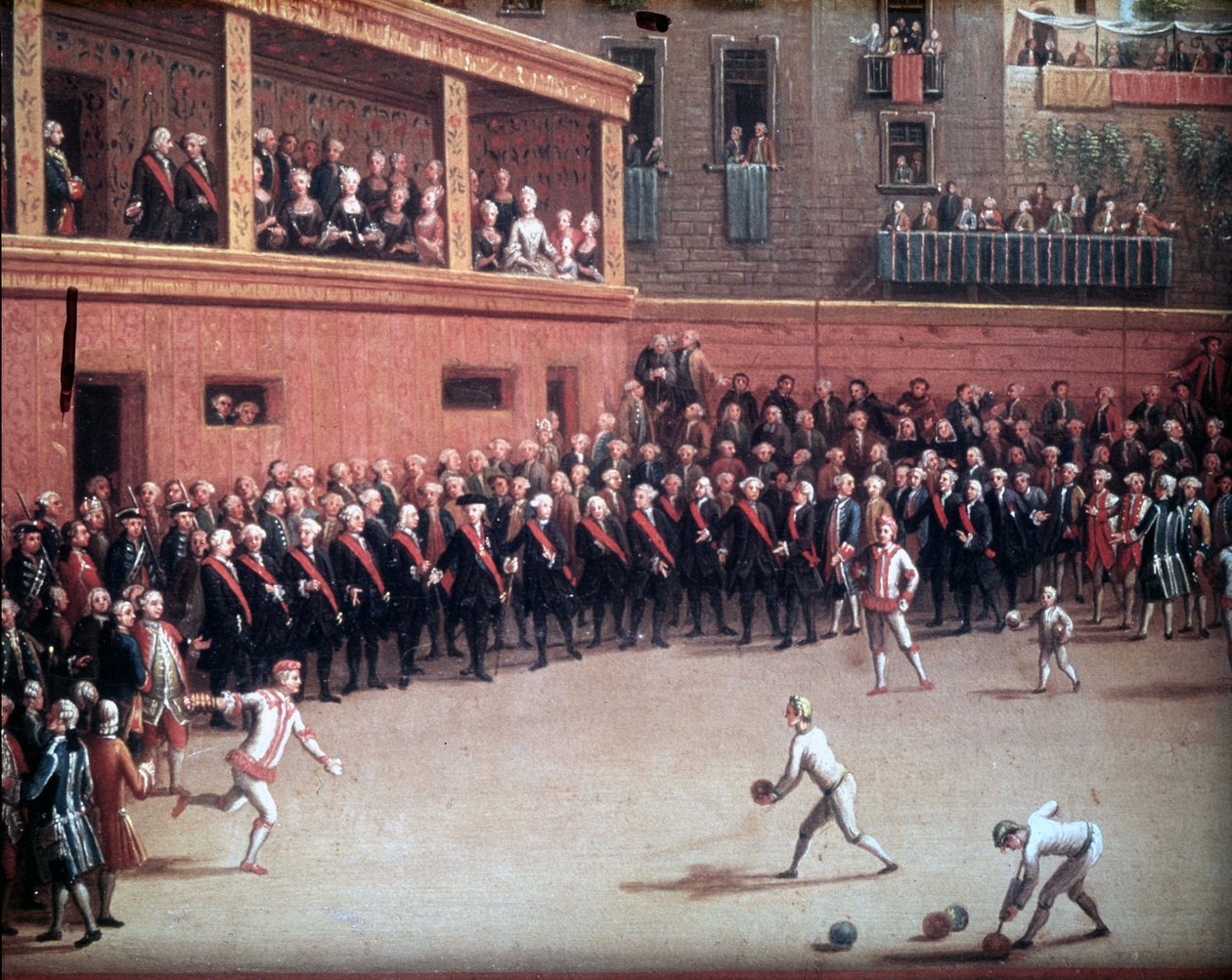 Game of the ball to the arm - maleri fra begynnelsen av 1700-tallet. Anonym. Napoli, nasjonalmuseet i San Martino. av Unknown artist