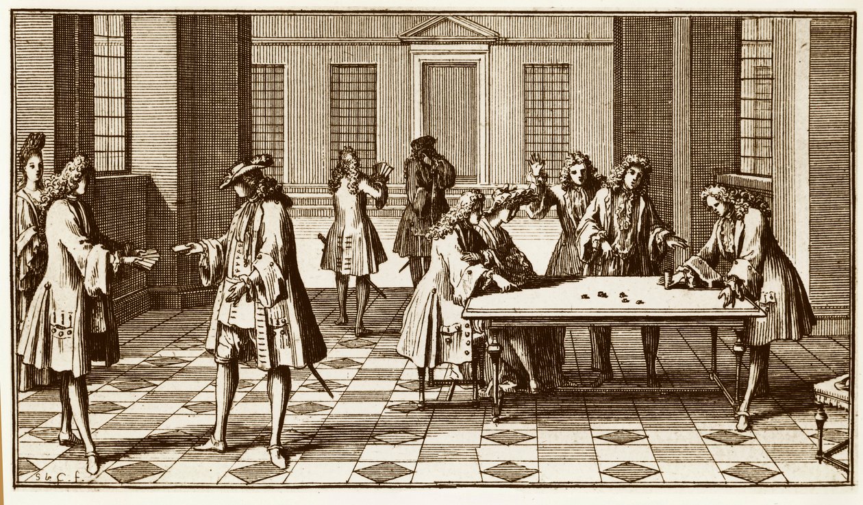 Spillrom på 1700-tallet - Gravering av Sebastien Le Clerc i "Essay d