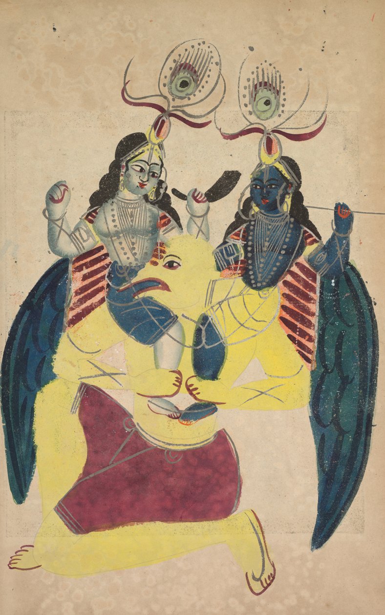 Garuda som bærer Balarama og Krishna (verso) av Unknown artist