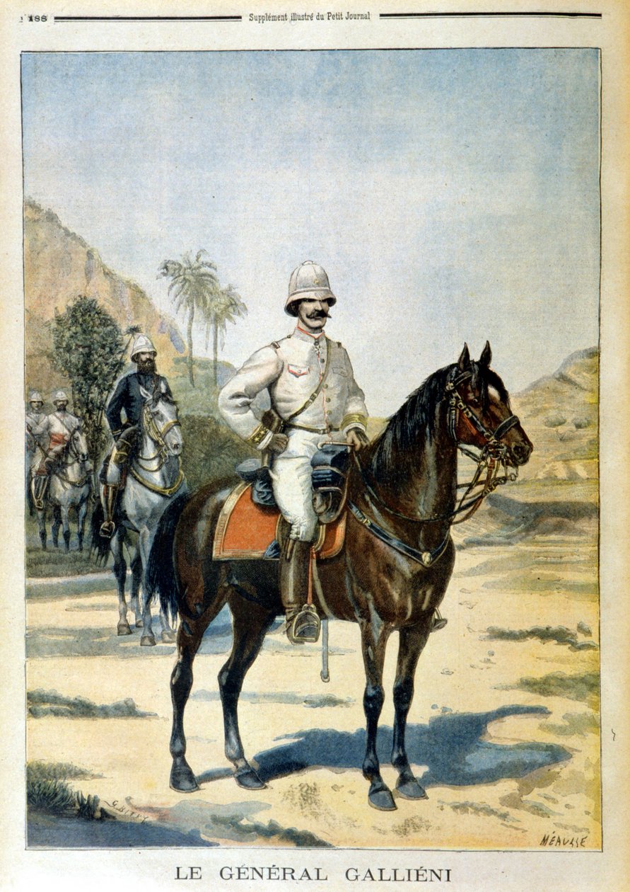 General Galliéni på Madagaskar - i "" Le Petit Journal"" av 11.06.1899. av Unknown artist