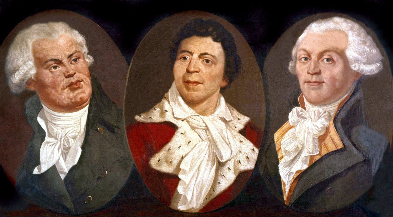 Georges Jacques Danton, Jean Paul Marat og Maximilien de Robespierre, tre hovedfigurer i den franske revolusjonen av Unknown artist