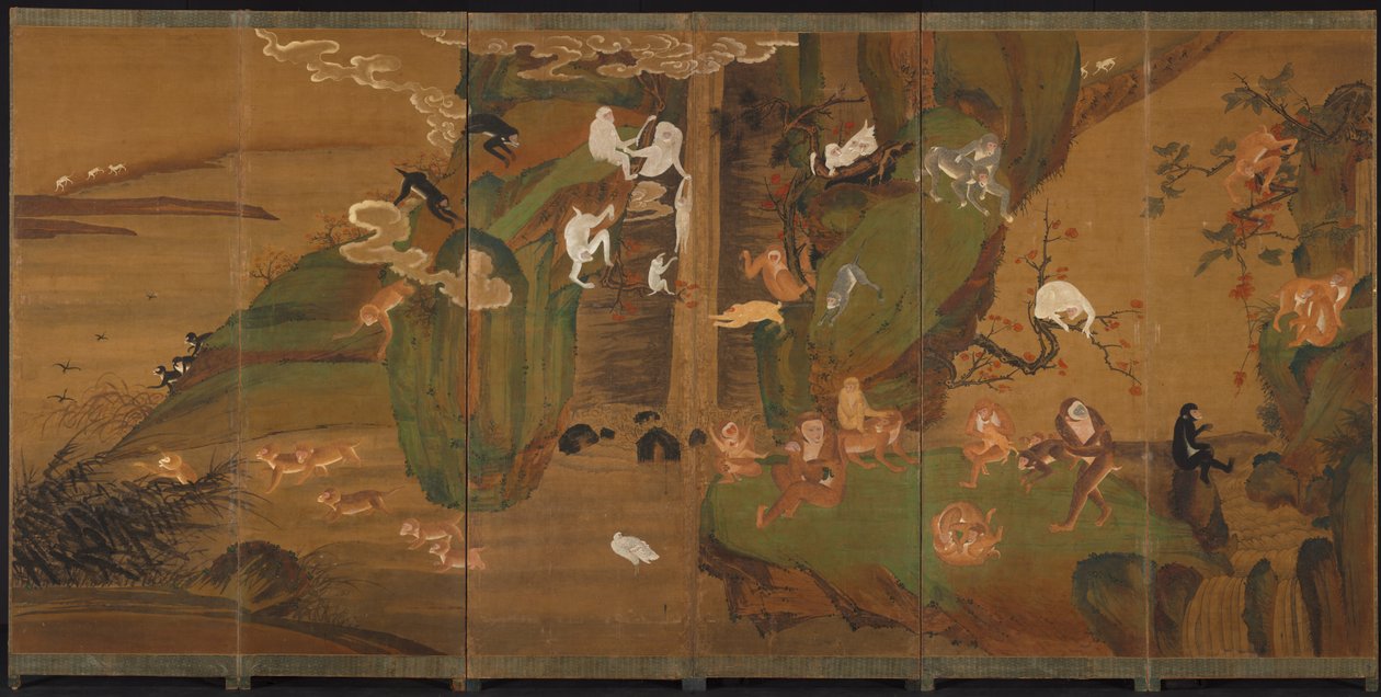 Gibbons i et landskap av Unknown artist