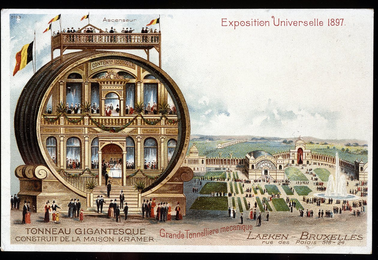 Gigantisk tønne - Maison Kramer - Verdensutstillingen 1897 i Brussel. av Unknown artist