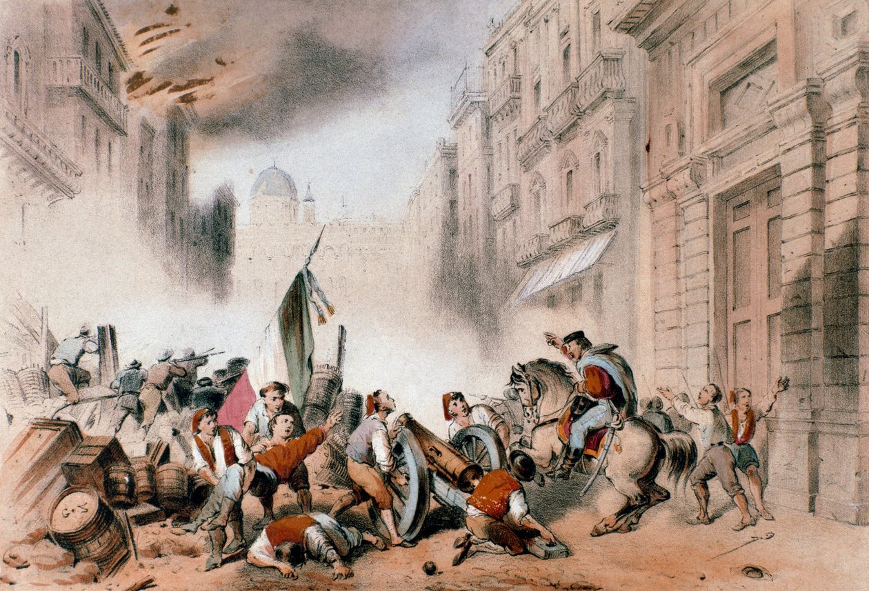 Giuseppe Garibaldi på vei inn i Palermo, 26. mai 1860 (gravering av Unknown artist