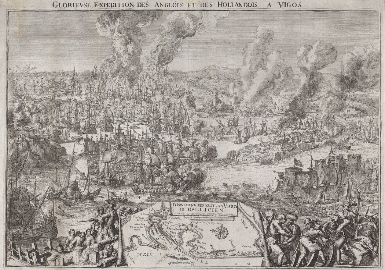 Glorious Expedition of the English and Dutch to Vigos (Admiral Rooke's Victory off Vigo, 12. oktober 1702) av Unknown artist