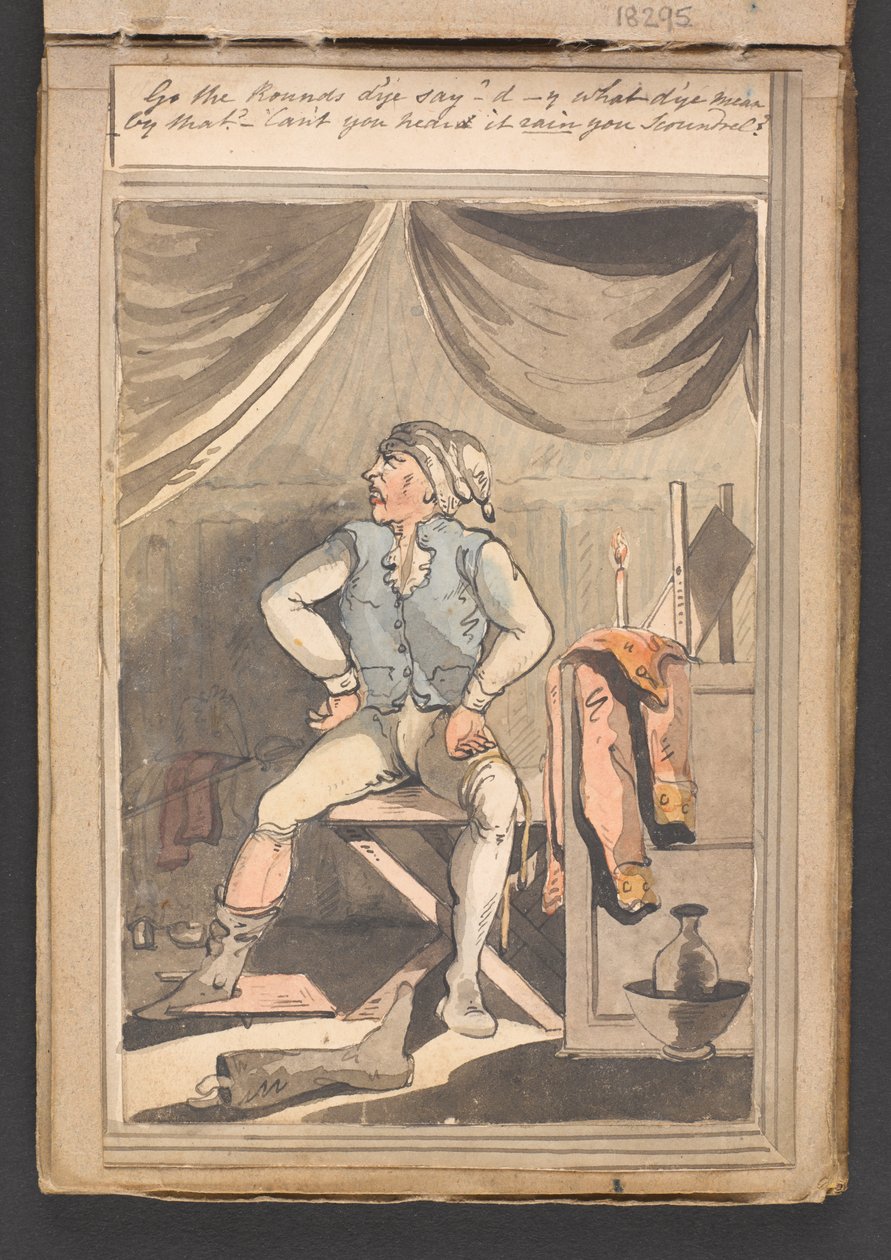 «Gå rundene sier du? d-y hva mener du med det? – Hører du ikke det regner din skurk?’ av Unknown artist