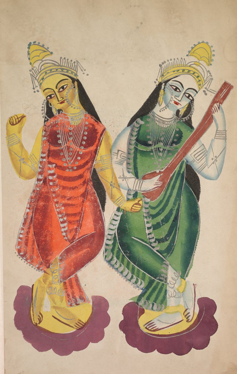 Gudinnene Lakshmi og Sarasvati (verso) av Unknown artist