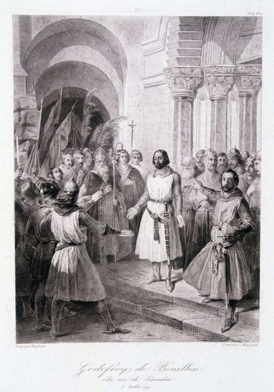 Godefroi av Bouillon ble valgt til konge av Jerusalem 23. juli av Unknown artist