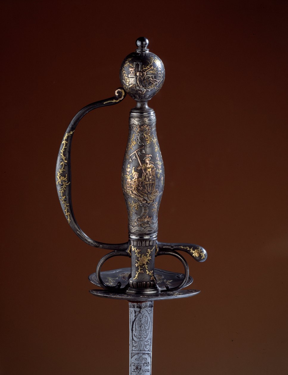 Gull og våpenvakt fra 1700-tallet i delvis gullsølv. Paris, dekorativ kunst av Unknown artist