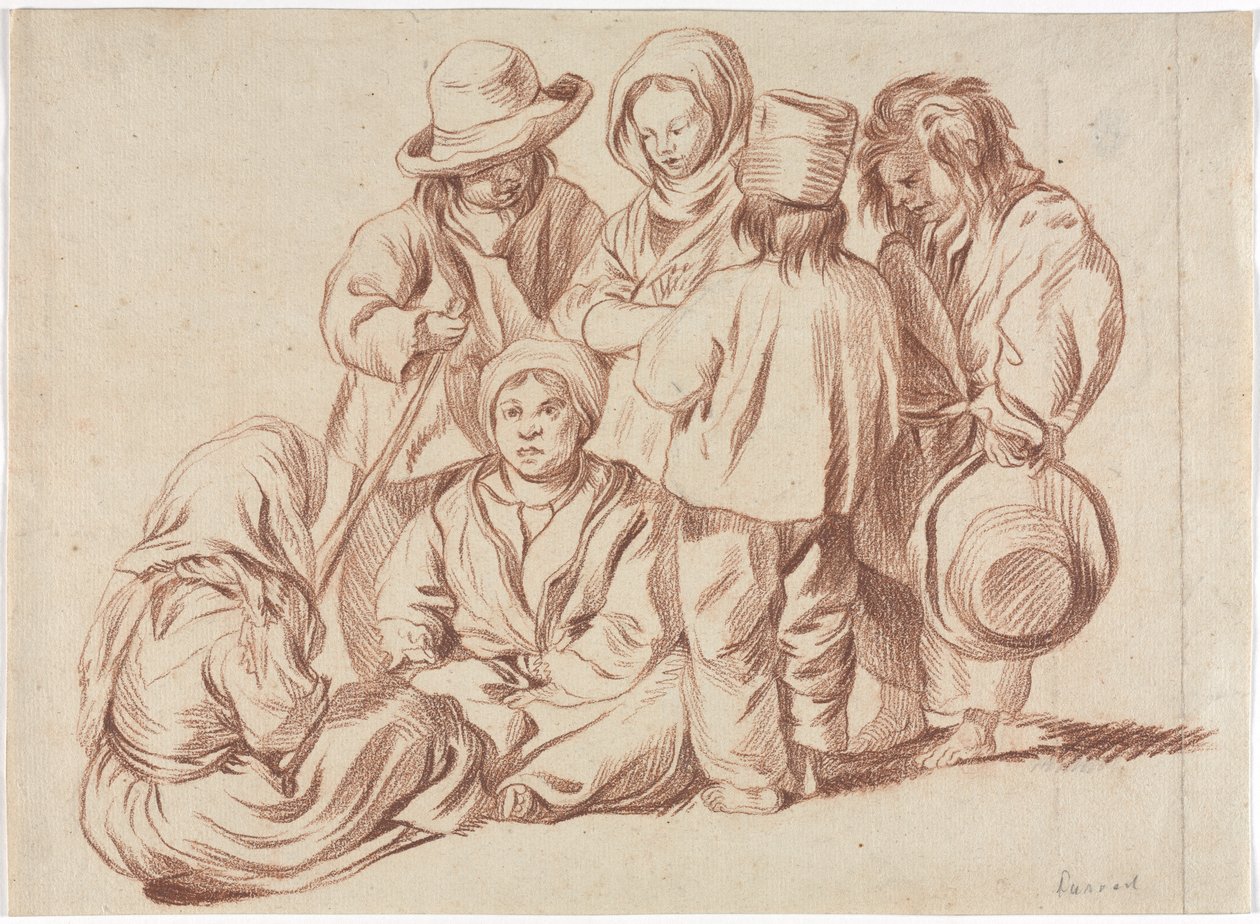 Gruppe på seks barn (recto) av Unknown artist
